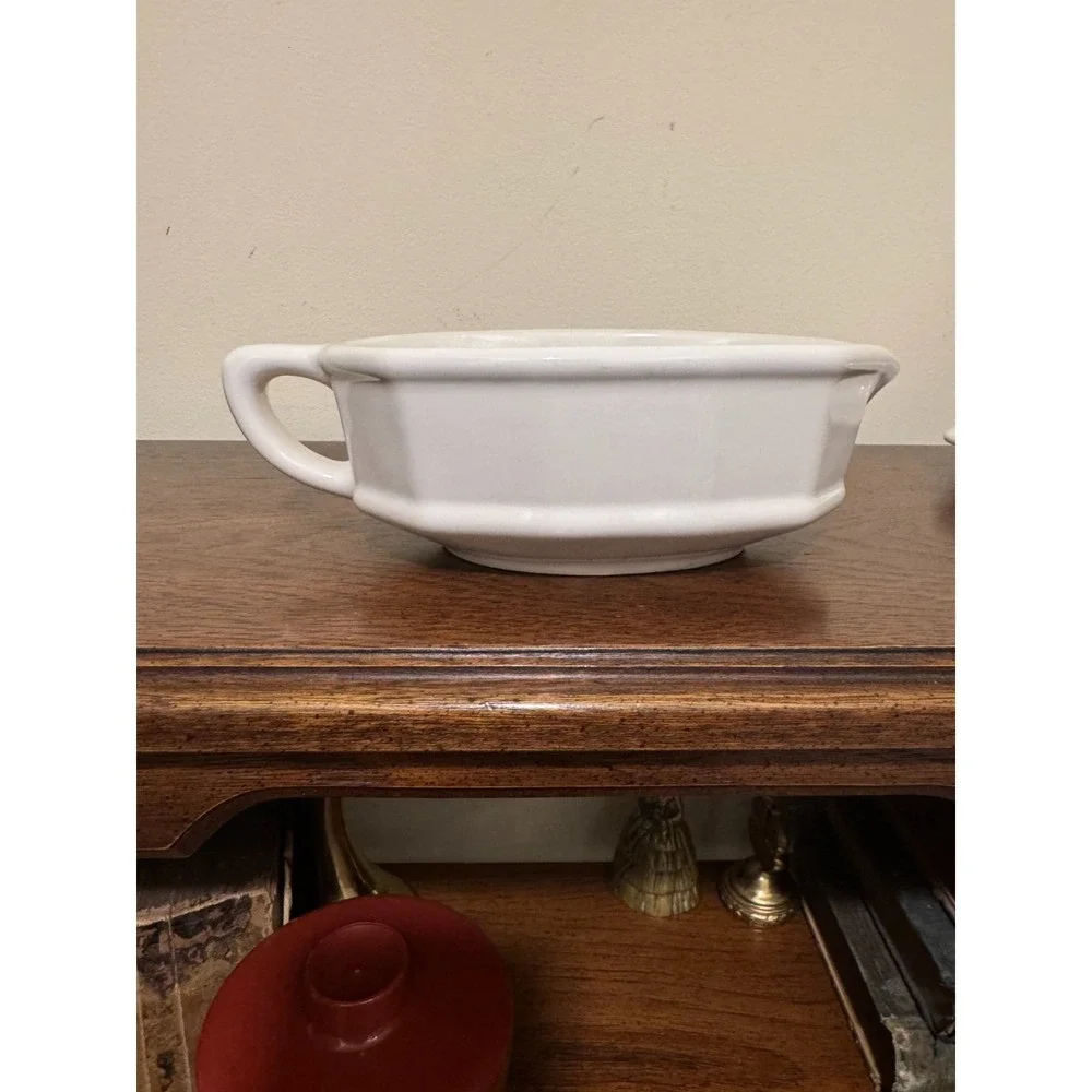 Vtg Pfaltzgraff Heritage White Stoneware Gravy Boat w/Underplate USA MINT